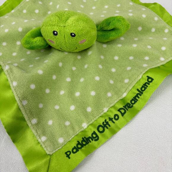 Russ Dibbles Frog Lovey Plush Green Polka Dot Padding Off Dreamland Satin Back - Picture 2 of 8
